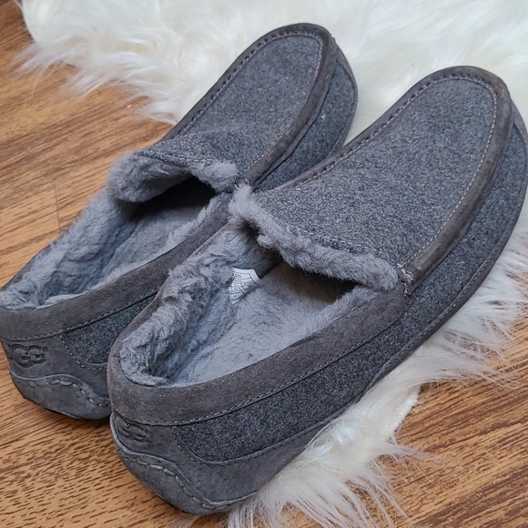 UGG Ascot slippers gray felt & suede leather sz 12 - Picture 7 of 13